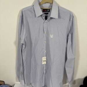 J. Ferrar Men's Stretch Slim Fit Dress Shirt‎ Blue Micro Dot L 16-16 1/2 NWT T1
